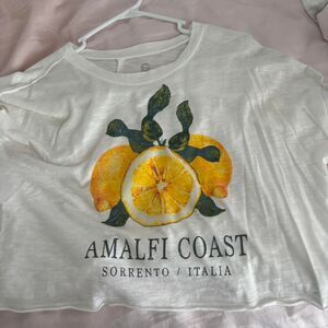 BOUTIQUE Amalfi Coast Medium Lemons Women's Crop-Top Sheer Lightweight T-Shirt